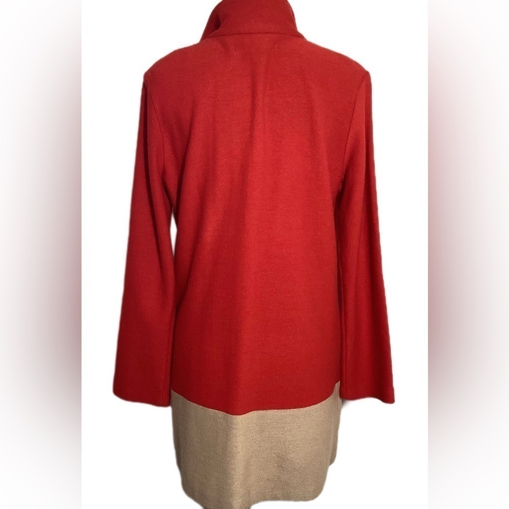 Classic 100% Wool Colorblock Coatigan Jacket Sz S Chic Minimal Sophisticated - Picture 4 of 16
